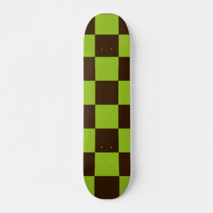 Skateboard Motif à carrés à carreaux noir et vert rétro