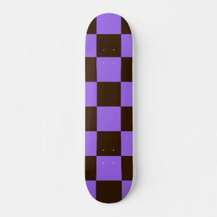 Skateboard Motif à carrés à carreaux noir et violet rétro