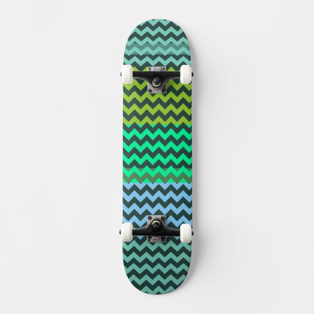 Skateboard Motif à la menthe et au fromage vert Zigzag (Recto)