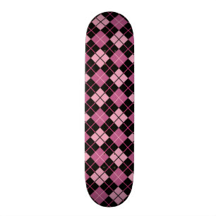 Skateboard Motif à motifs de losanges dans le noir et le ros