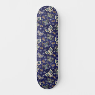 Skateboard Motif à papillon bleu rétro