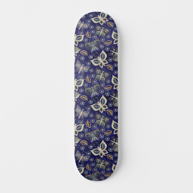 Skateboard Motif à papillon bleu rétro (Recto)