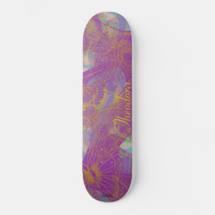 Skateboard Motif à papillon en or Chic Aqua Violet