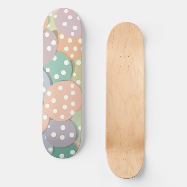 Skateboard Motif à points Polka sans couleur pastel (Recto)