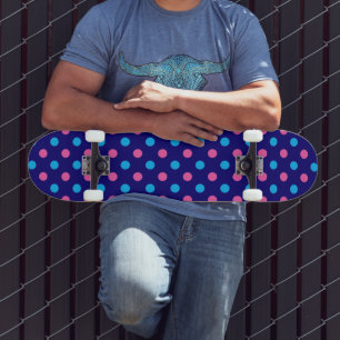 Skateboard Motif à pois bleu cyan rose Navy