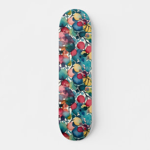 Skateboard Motif Abstrait Aquarelle Coloré Moderne