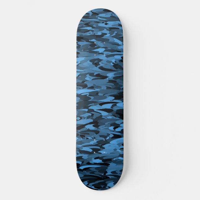 Skateboard Motif Abstrait Bleu Noir (Recto)