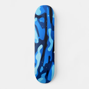 Skateboard Motif Abstrait Camo bleu