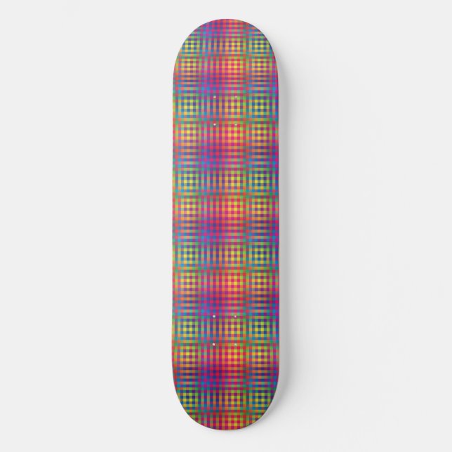 Skateboard Motif abstrait coloré à carreaux (Recto)