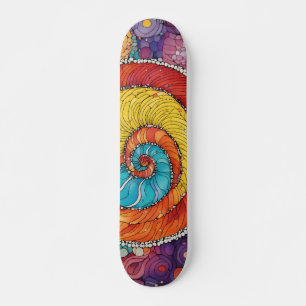 Skateboard Motif abstrait de escargot, multicolore