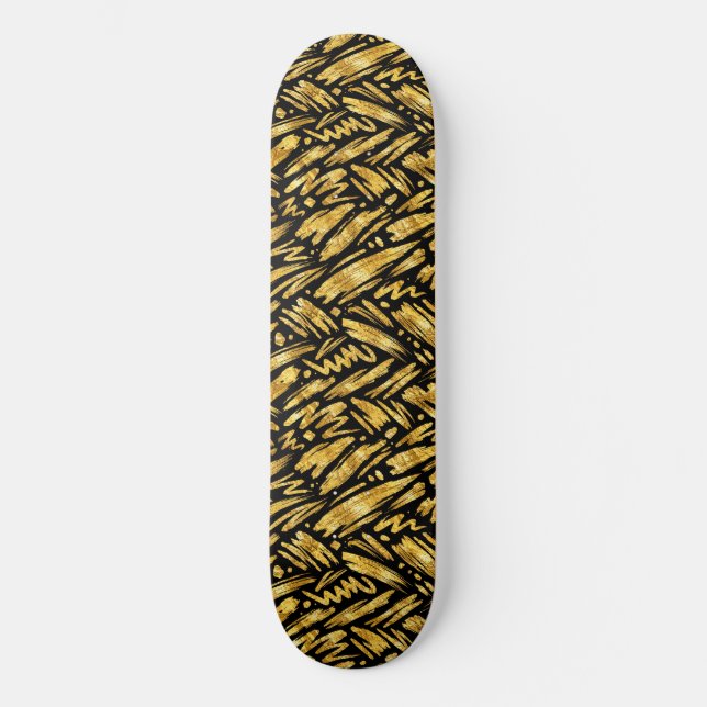 Skateboard Motif abstrait de feuille d'or (Recto)