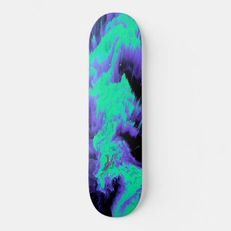 Skateboard Motif Abstrait de fluides bleu, cyan et noir