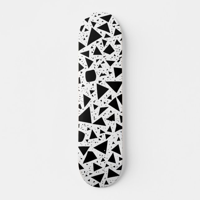 Skateboard Motif Abstrait de formes noir et blanc (Devant)