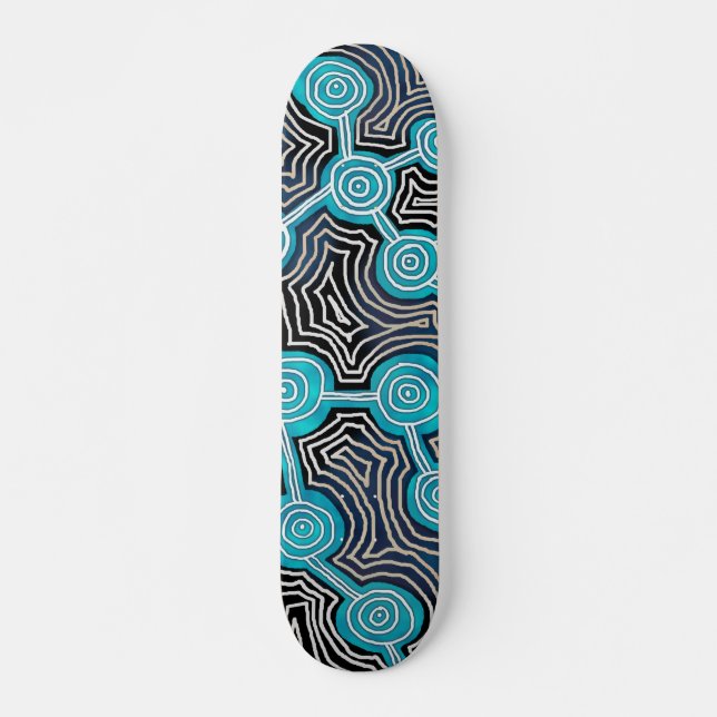Skateboard Motif abstrait de style aborigène Lignes de vie (Devant)