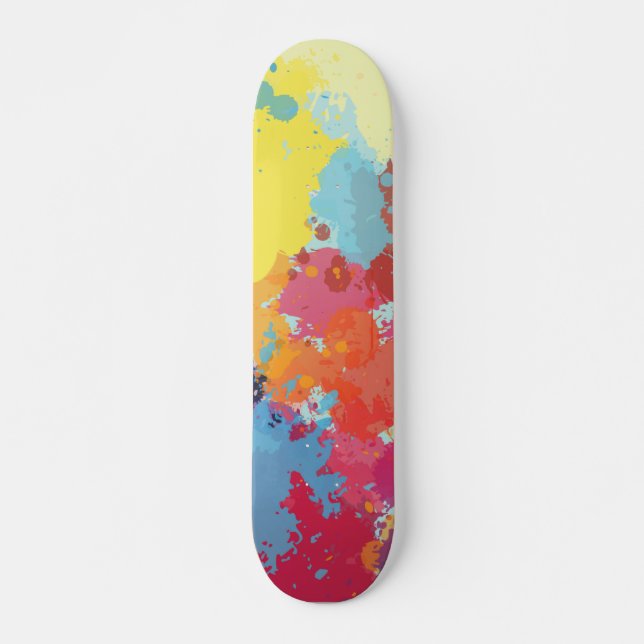 Skateboard Motif Abstrait de Tache de Peinture Coloré Moderne (Devant)