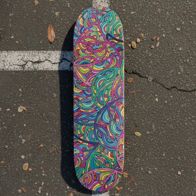Skateboard Motif Abstrait dynamique des vagues urbaines (Créateur téléchargé)