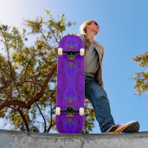 Skateboard Motif Abstrait et bleu royal rétro