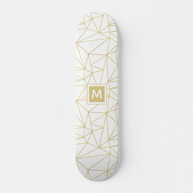 Skateboard Motif Abstrait géométrique Monogram Gold (Devant)