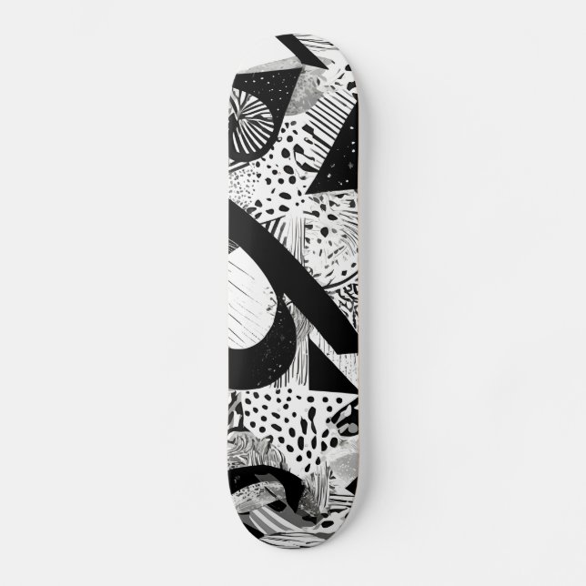Skateboard Motif Abstrait noir et blanc décoratif (Recto)