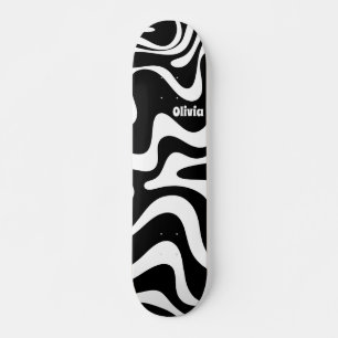 Skateboard Motif Abstrait noir et blanc rétro