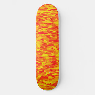 Skateboard Motif Abstrait orange rouge jaune