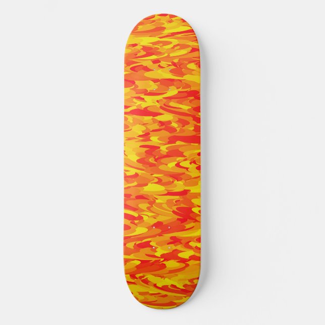 Skateboard Motif Abstrait orange rouge jaune (Recto)