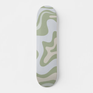 Skateboard Motif Abstrait Retro Liquid Swirl à Sage Green