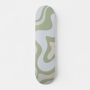 Skateboard Motif Abstrait Retro Liquid Swirl à Sage Green