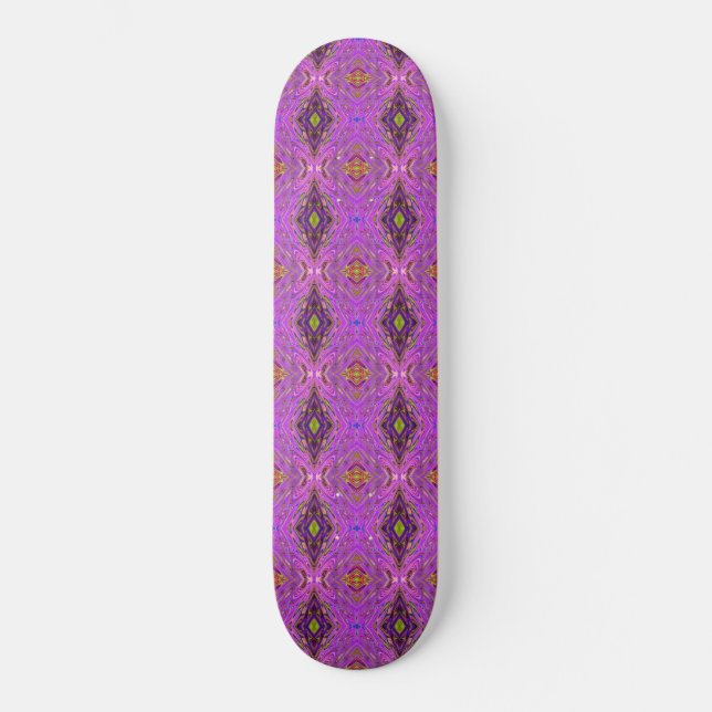 Skateboard Motif Abstrait Rose et Violet Psychédélique (Recto)