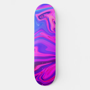 Skateboard Motif abstrait rose violet bleu néon