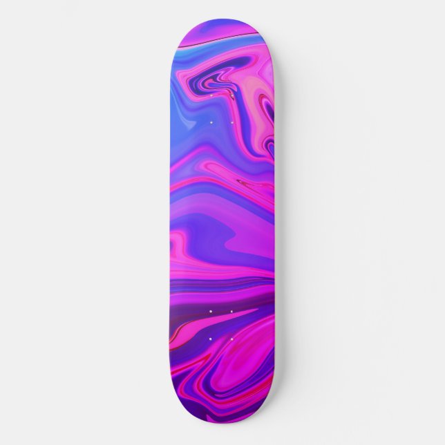 Skateboard Motif abstrait rose violet bleu néon (Recto)