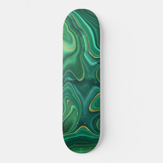 Skateboard Motif Abstrait Vert Jaune Luxe Glamour (Recto)