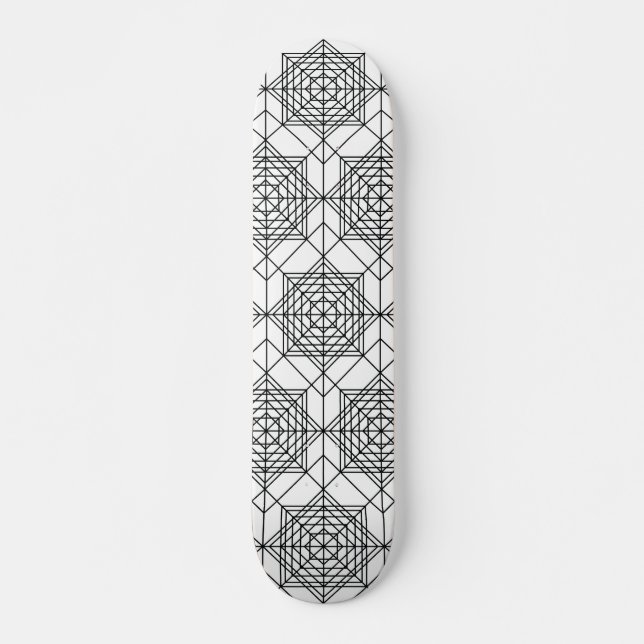 Skateboard Motif Abstrait vintage noir et blanc (Devant)