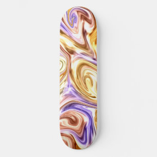 Skateboard Motif Abstrait Waves Gold Purple Waves
