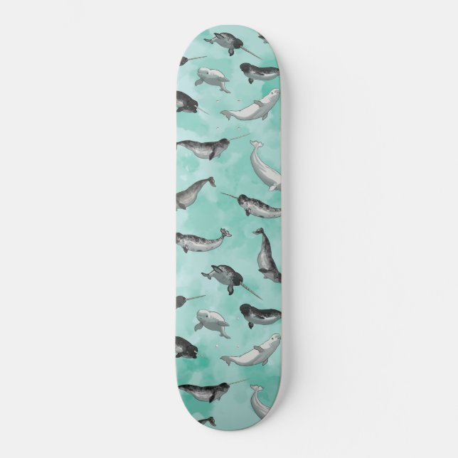 Skateboard Motif arctique de Narwhals et de belugas (Recto)