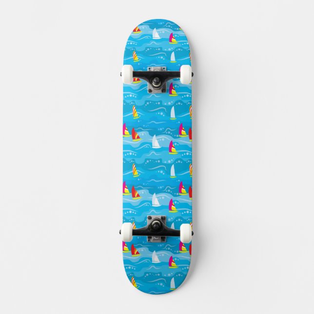 Skateboard Motif au néon de yacht (Recto)