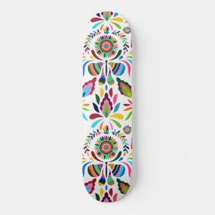 Skateboard Motif audacieux de fleur de papillon Otomi coloré