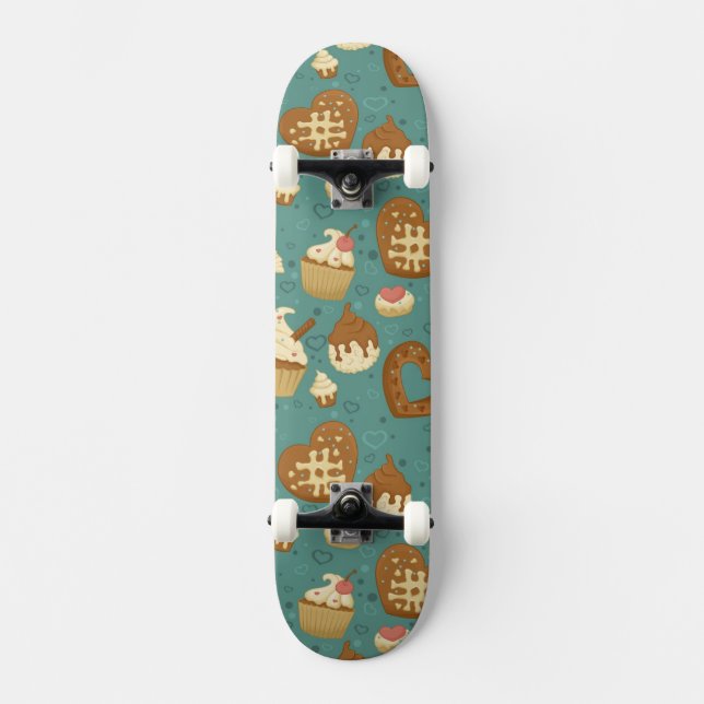 Skateboard Motif avec des petits gâteaux et des sucreries (Recto)