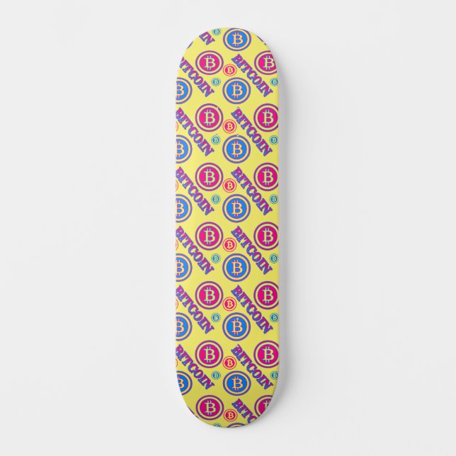 Skateboard Motif Bitcoin coloré (Recto)