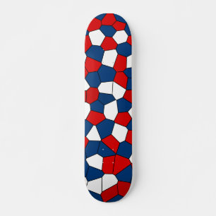 Skateboard Motif blanc bleu rouge