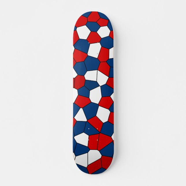 Skateboard Motif blanc bleu rouge (Devant)