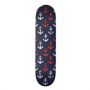 Skateboard Motif blanc et bleu rouge de marine