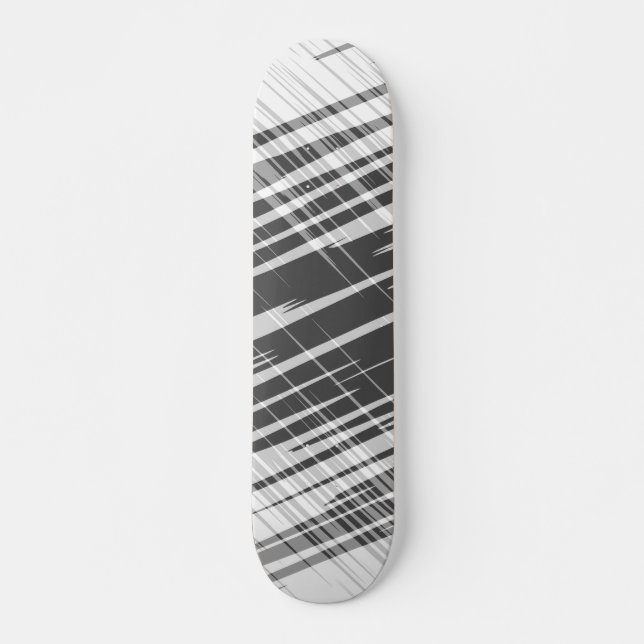 Skateboard Motif blanc noir abstrait moderne de rayures (Devant)
