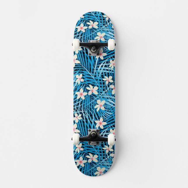 Skateboard Motif bleu de palmettes (Recto)