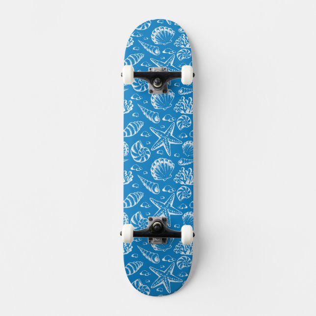 Skateboard Motif bleu de plage (Recto)