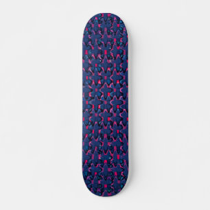 Skateboard Motif bleu et rose rétro