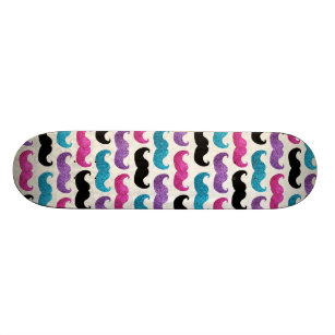 Skateboard Motif bling coloré de moustache (parties