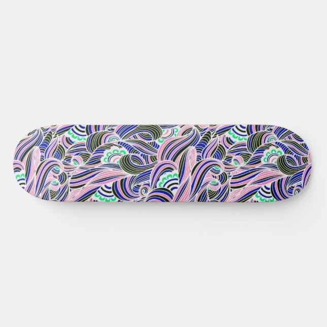 Skateboard Motif Blue and Pink Waves (Horz)