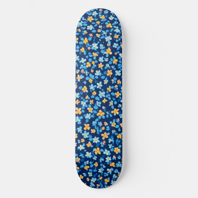 Skateboard Motif Blue Little Flowers (Recto)