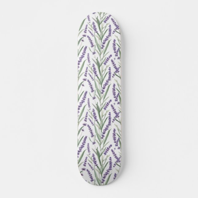 Skateboard Motif botanique à la lavande (Devant)